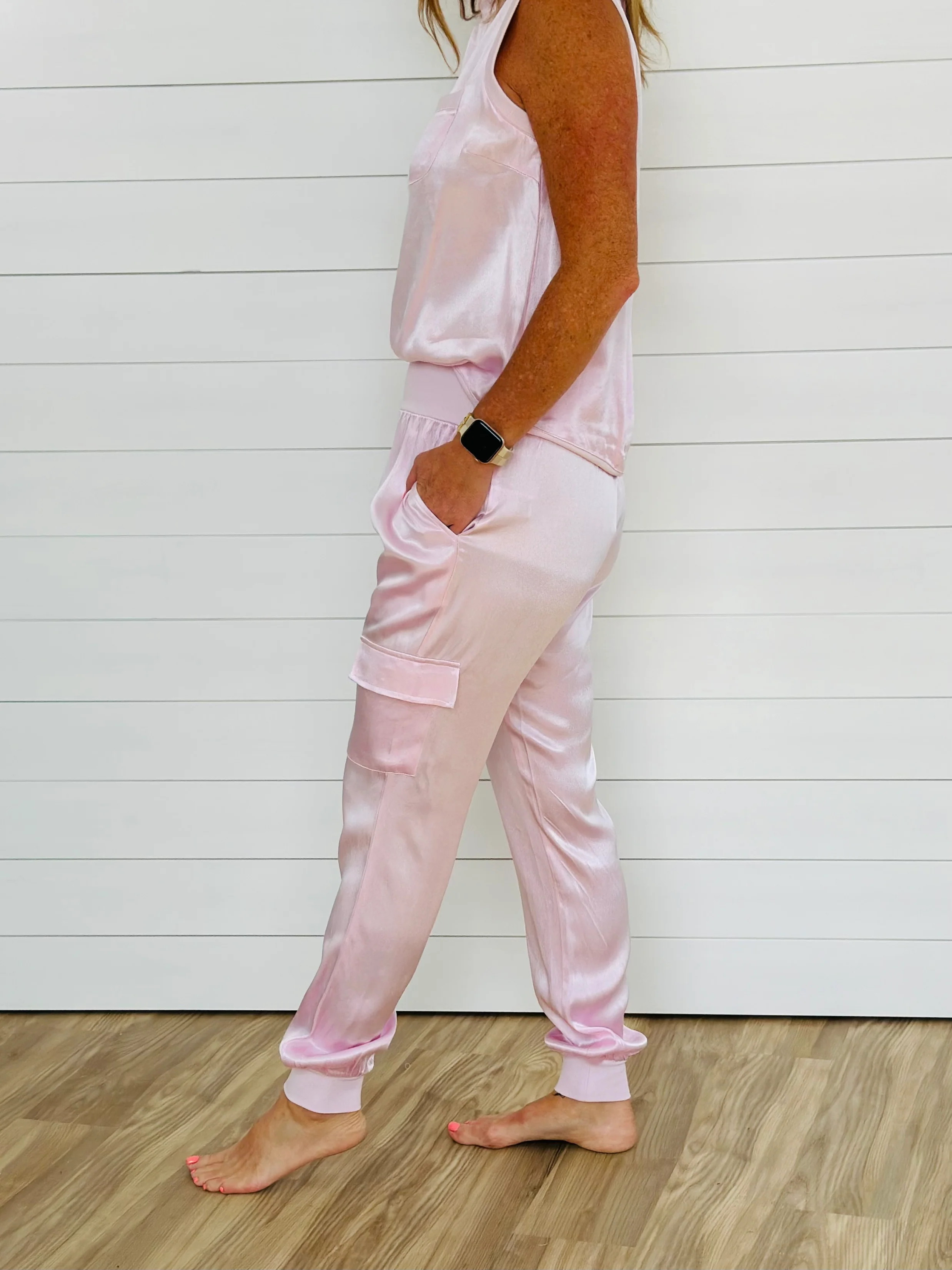 SATIN JOGGER PANT-PALE LILAC