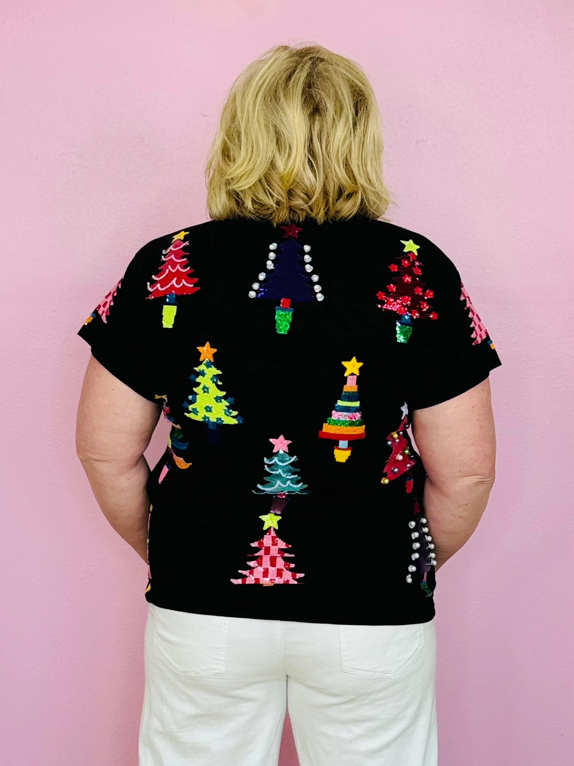 BLACK COLORBLOCK TREES TEE-PLUS