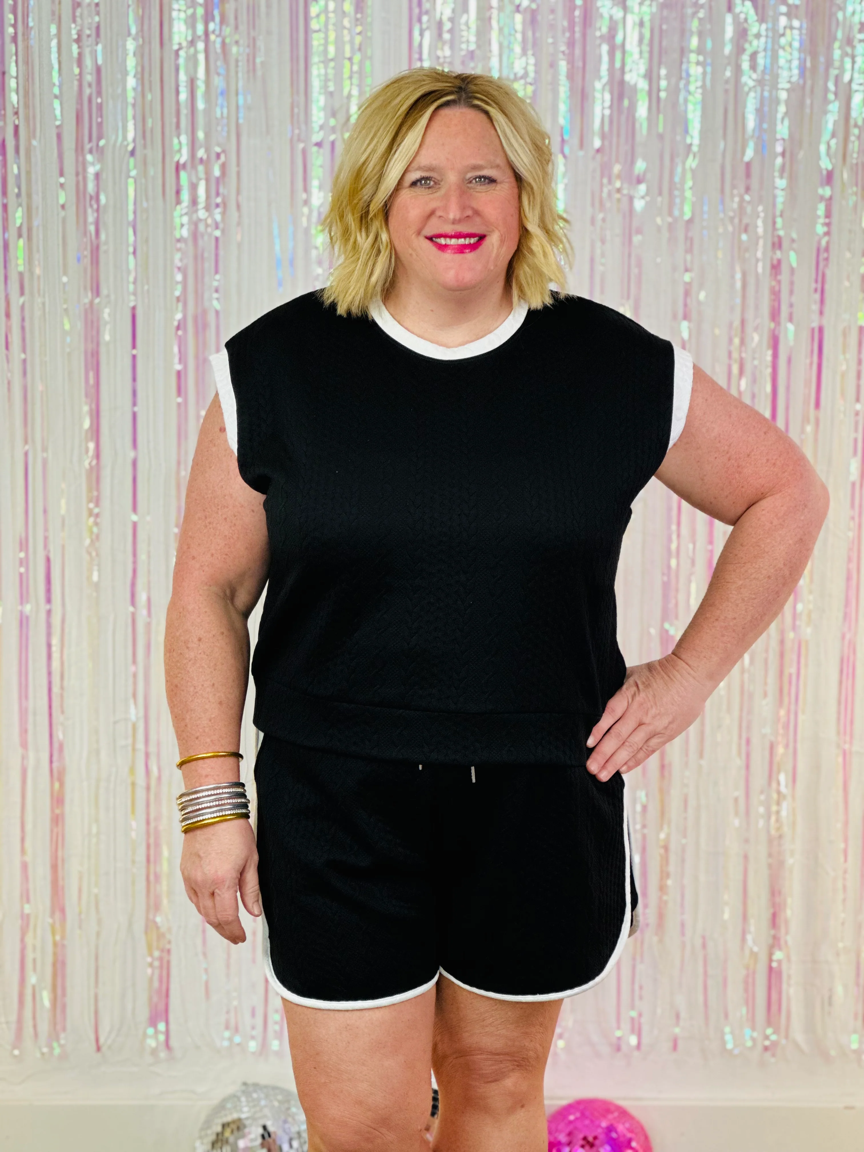 COURT TOP-BLACK/WHITE-PLUS