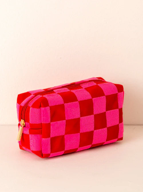 CARA CHECK PATTERN ZIP POUCH