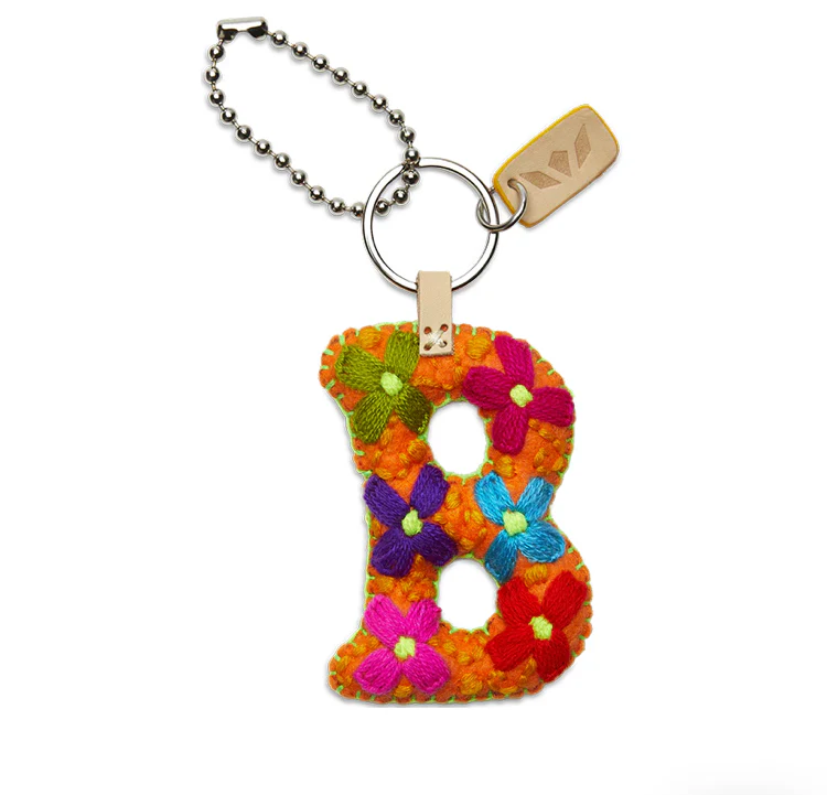 ORANGE FELT INITIAL KEYCHAIN