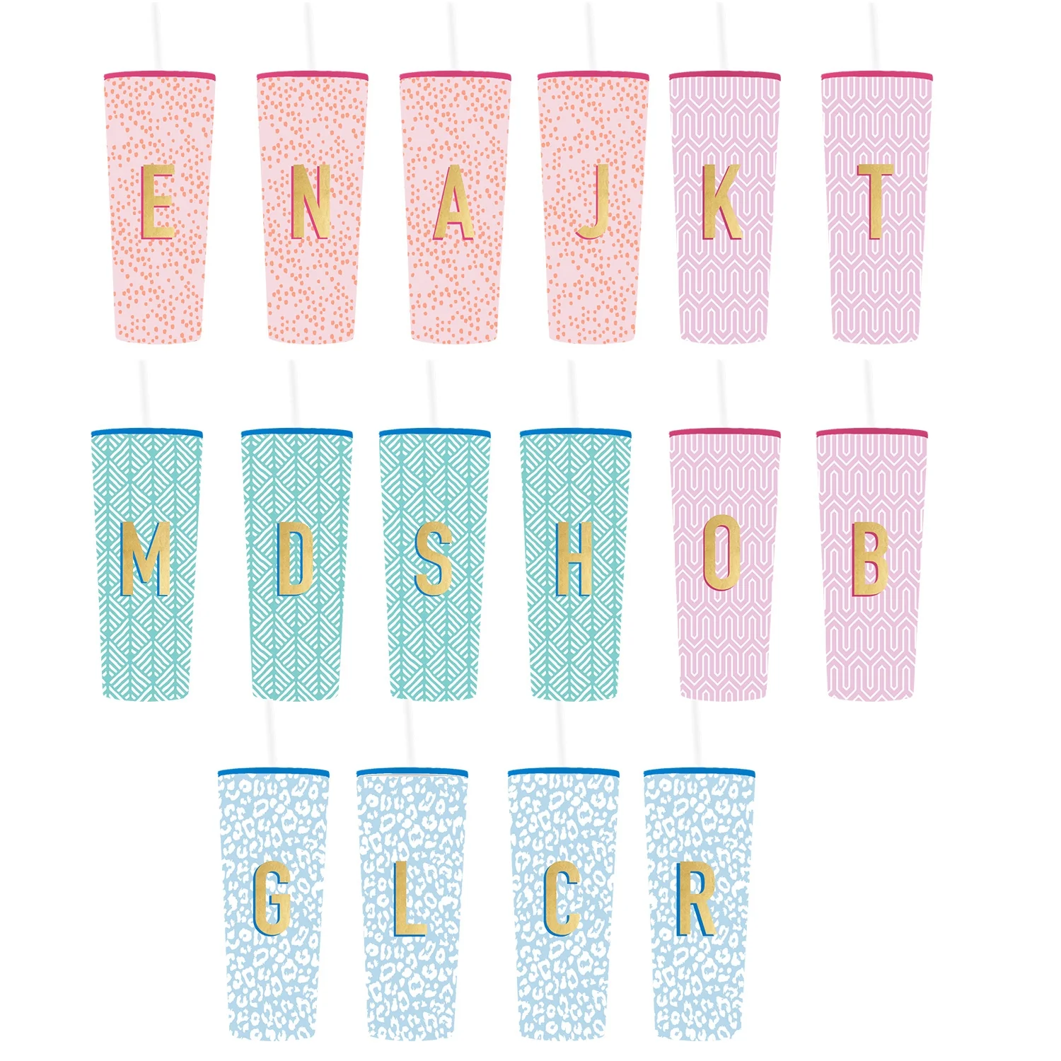 INITIAL TUMBLER W/STRAW