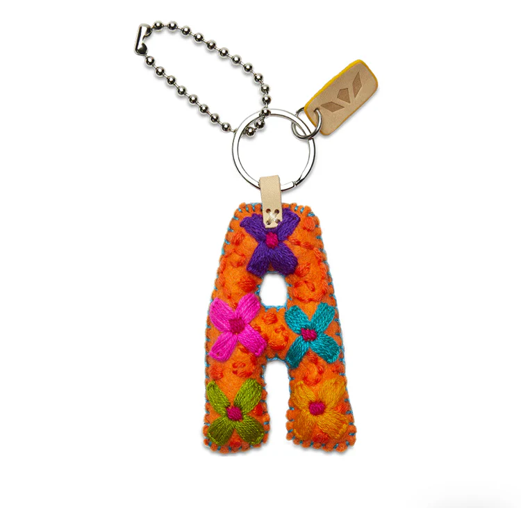 ORANGE FELT INITIAL KEYCHAIN