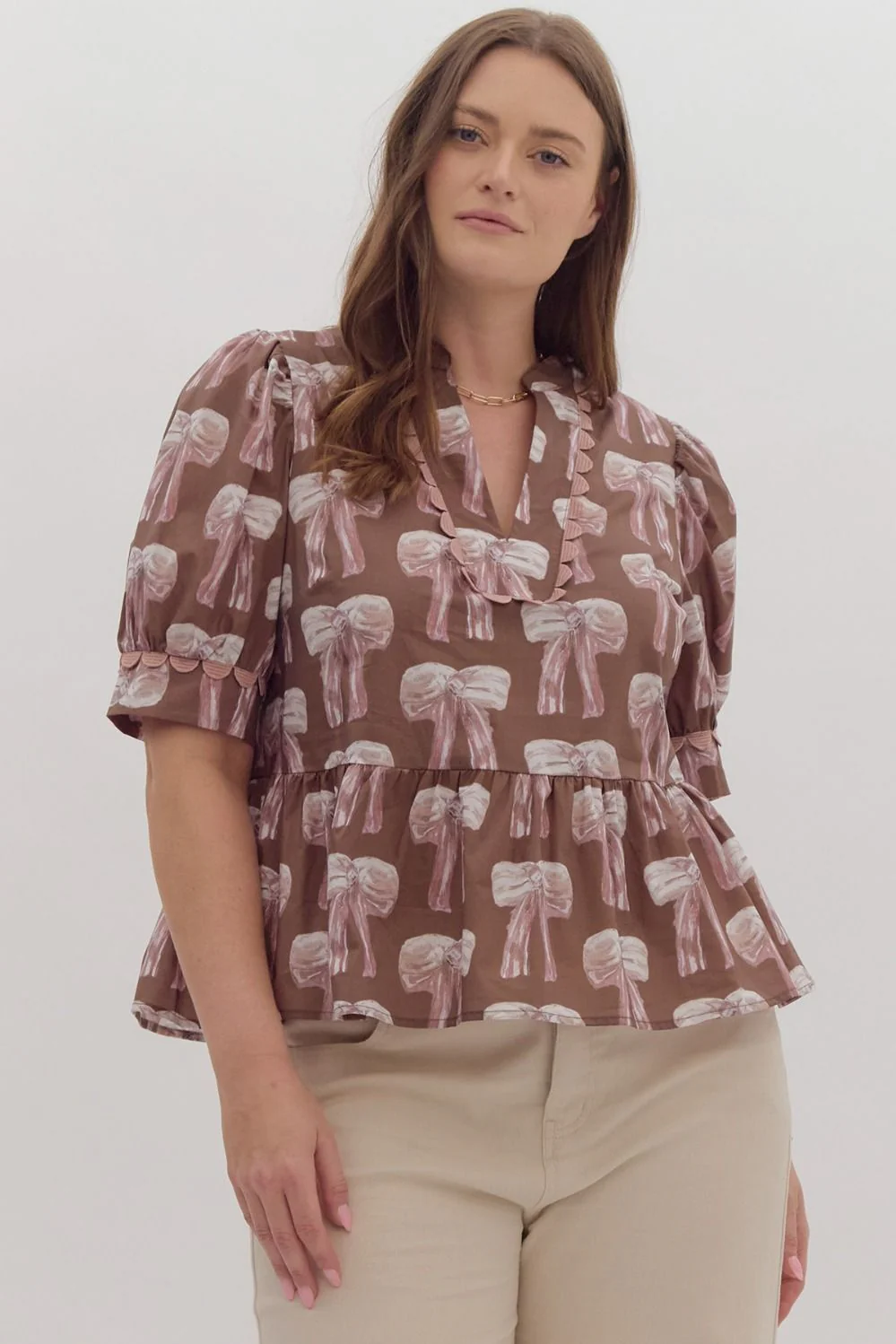 BRYNLEE BOW TOP-BROWN-PLUS