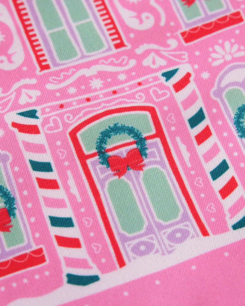 PINK GINGERBREAD HOUSE TEA TOWEL